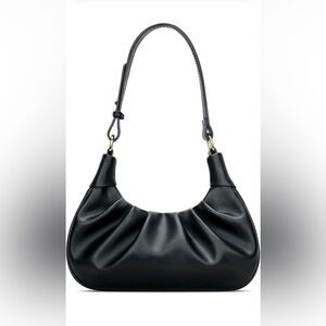 NWT KKXIU Black Crescent Mini Hobo Bag – Ruched Shoulder Purse